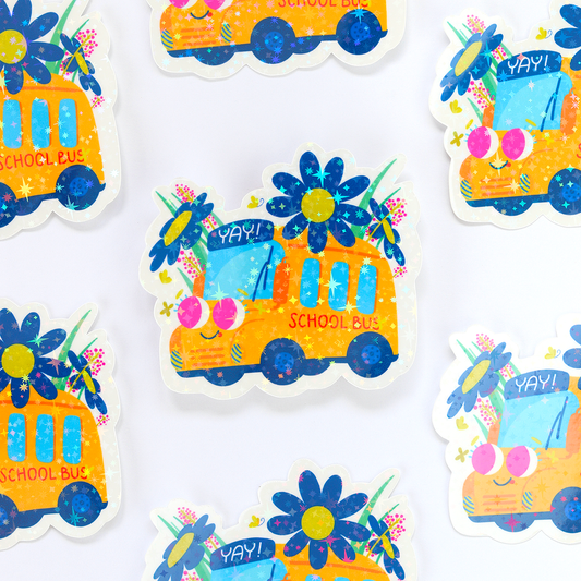 JULIESBUDDIES Autocollant individuel Bus scolaire jaune
