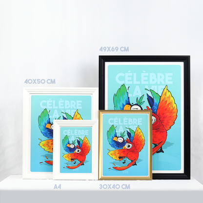 Affiche perroquets multicolores