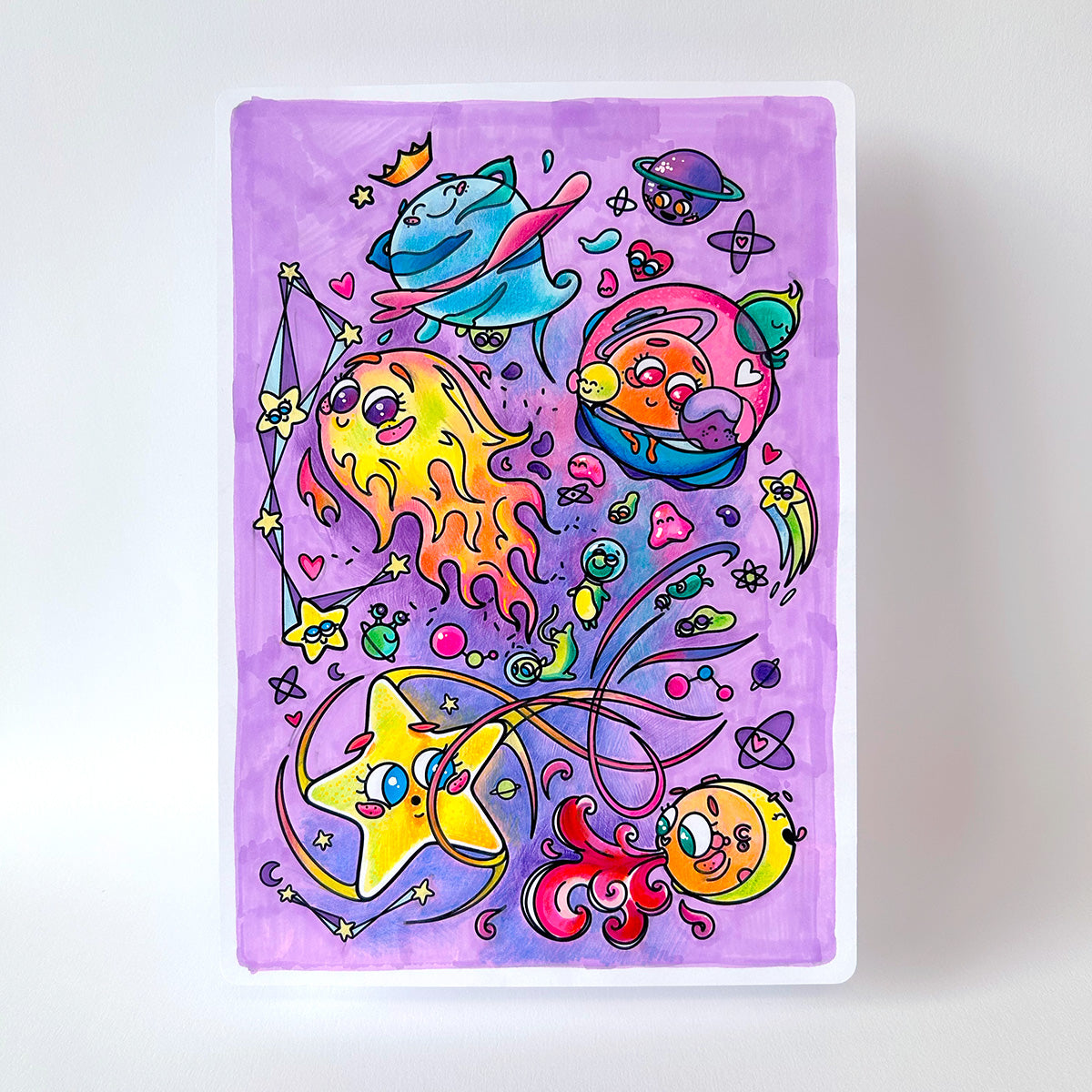 JULIESBUDDIES 4 coloring A5 cards Space theme