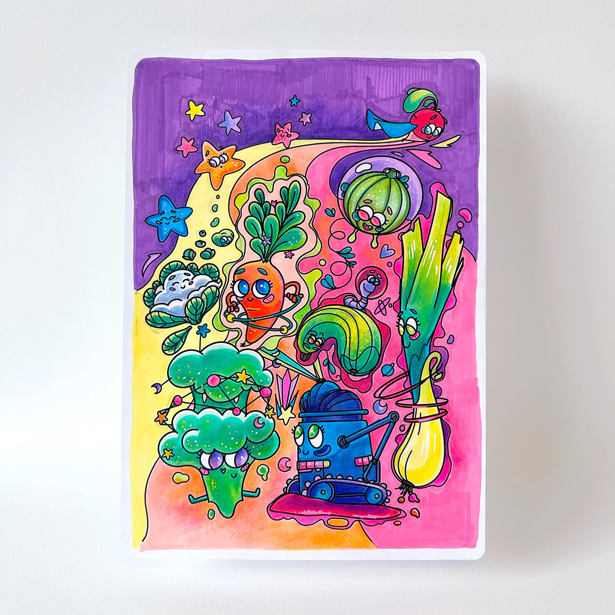 JULIESBUDDIES 4 coloring A5 cards Space theme