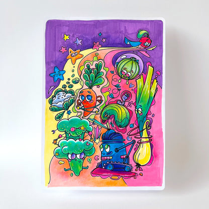 JULIESBUDDIES 4 coloring A5 cards Space theme