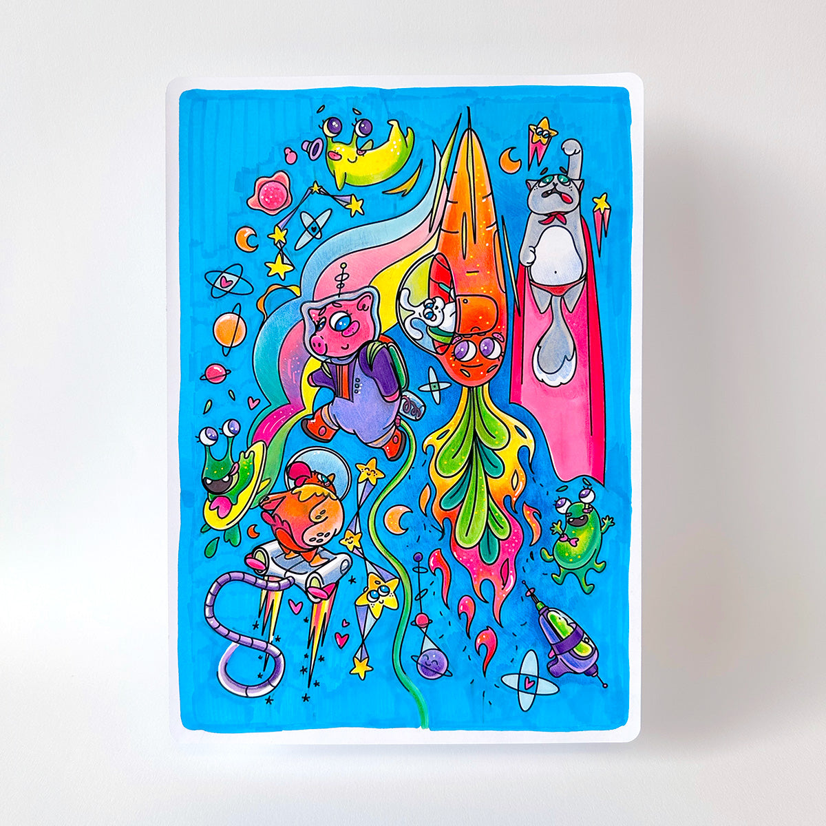 JULIESBUDDIES 4 coloring A5 cards Space theme