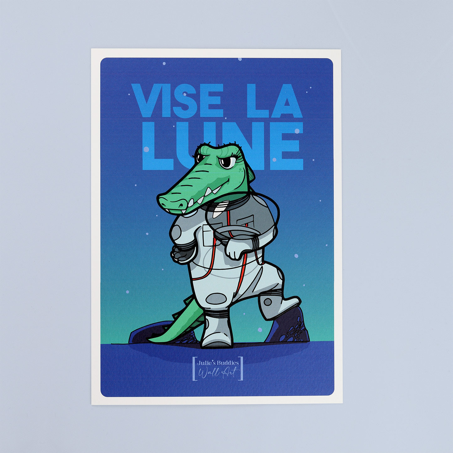 Carte postale crocodile astronaute