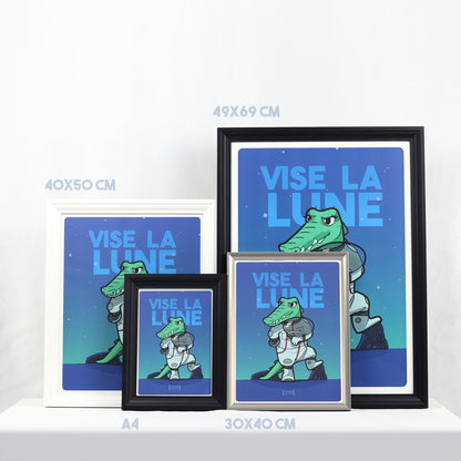 Space Crocodile Poster in multiple frame sizes
