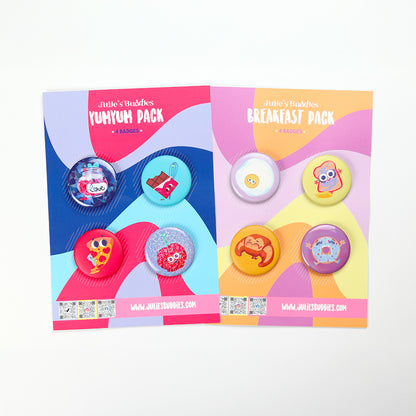  Pack petit-déjeuner JULIESBUDDIES - Lot de 4 badges