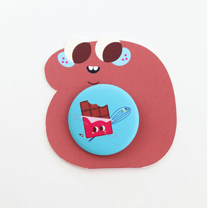 JULIESBUDDIES Badge Rond en métal "Chocolat et fouet"