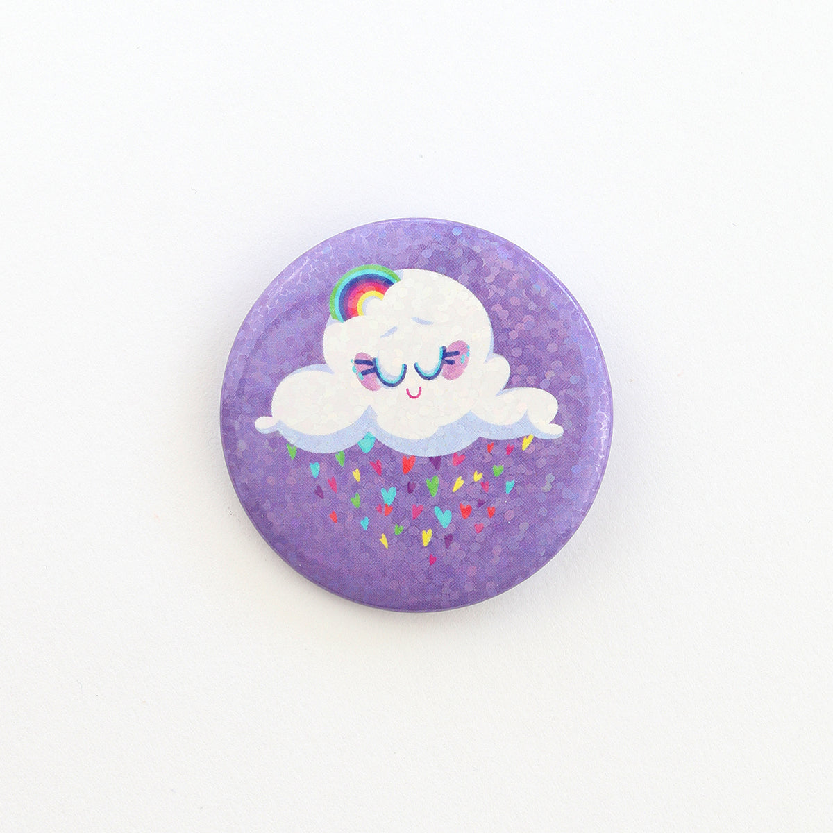 JULIESBUDDIES Badge Rond en métal "Nuage Arc-en-ciel"