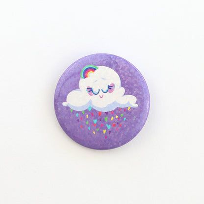 JULIESBUDDIES Badge Rond en métal "Nuage Arc-en-ciel"