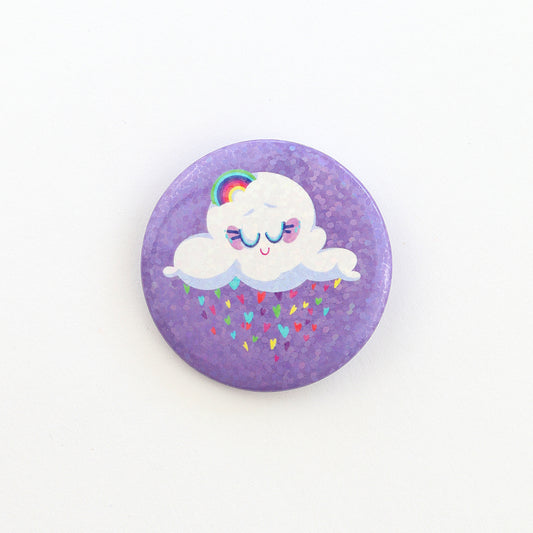 JULIESBUDDIES Badge Rond en métal "Nuage Arc-en-ciel"