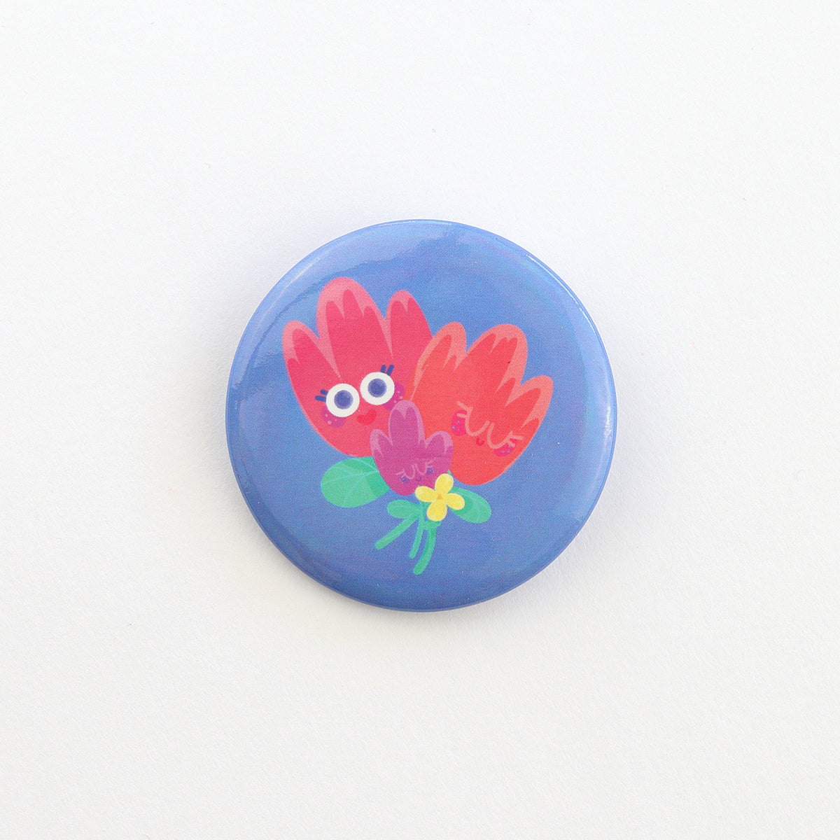 JULIESBUDDIES Badge Rond en métal "Fleurs câlines"