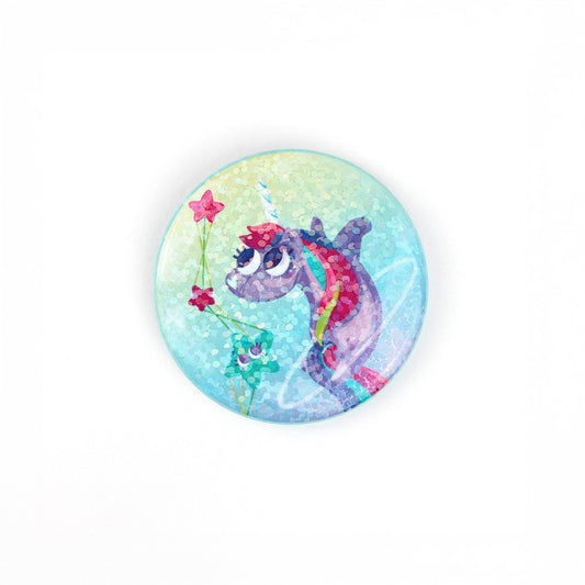 JULIESBUDDIES Badge Rond en métal Licorne arc-en-ciel