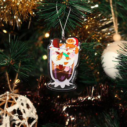 JULIESBUDDIES Acrylic Christmas Ornament - Gingerbread Man's Sweet Dip