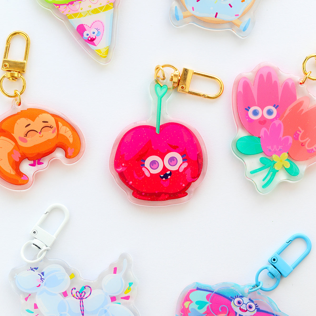 JULIESBUDDIES Porte-clés Pomme d'Amour en Acrylique