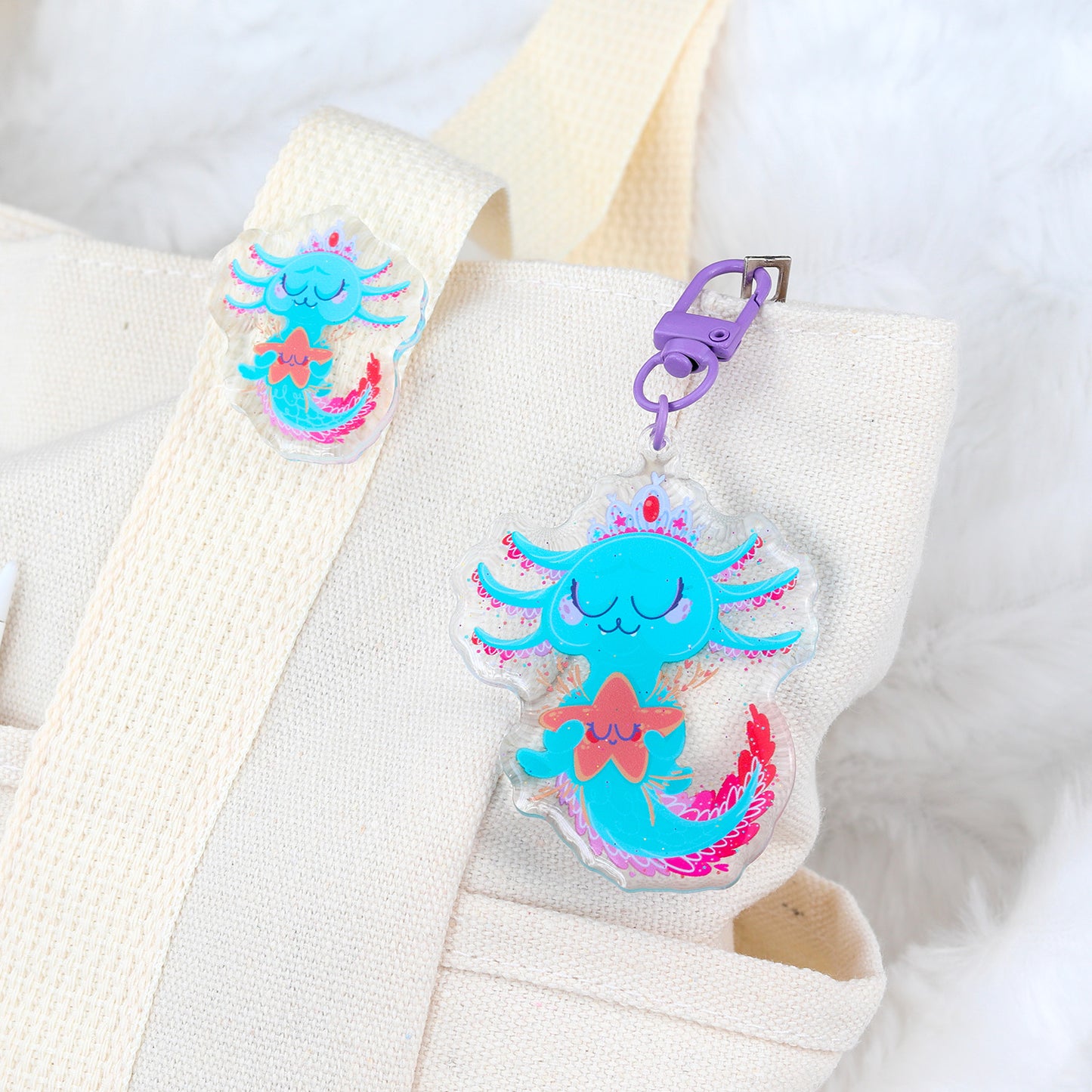 JULIESBUDDIES Porte-clés Axolotl Sirène en Acrylique