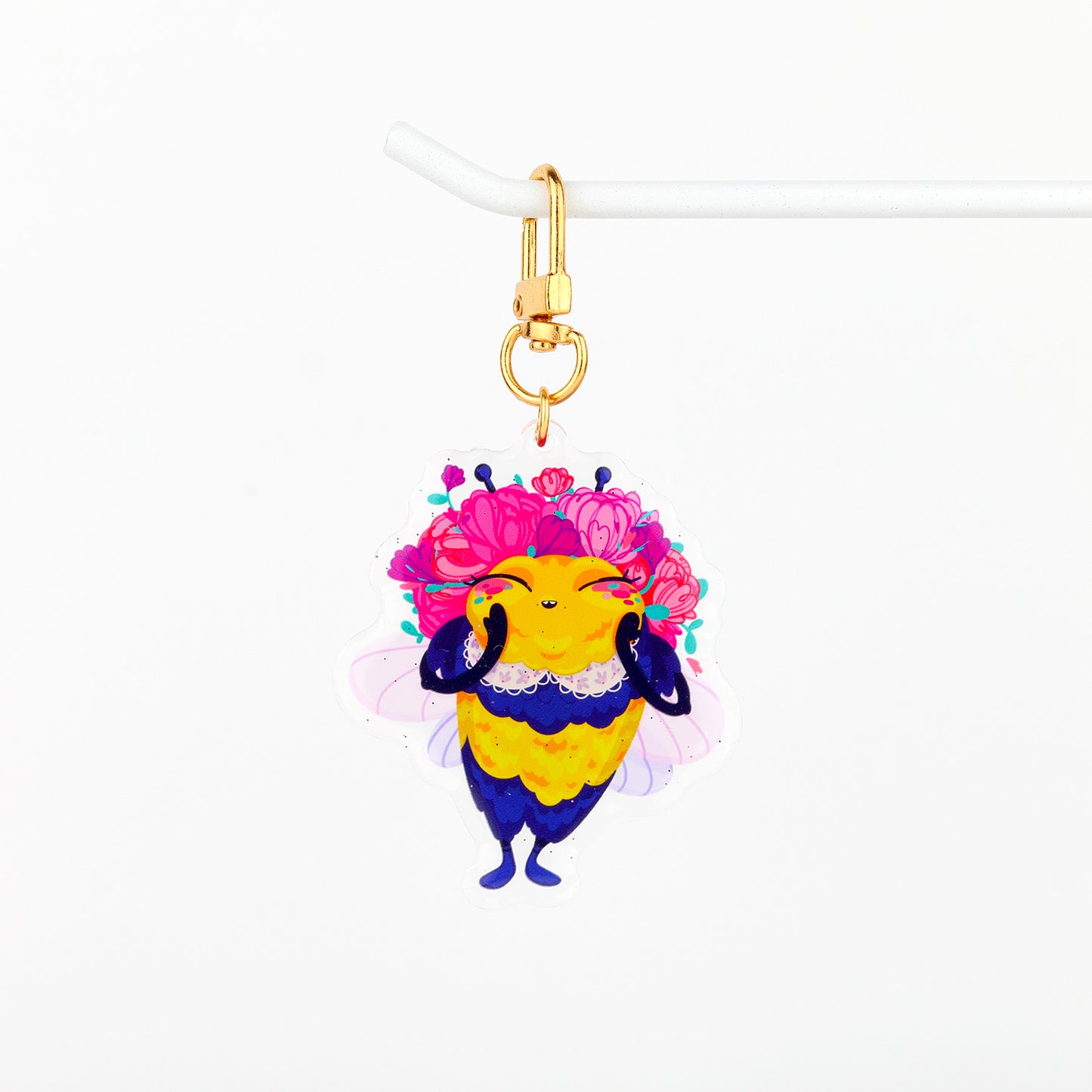 JULIESBUDDIES Porte-clés Abeille Fleurie en Acrylique