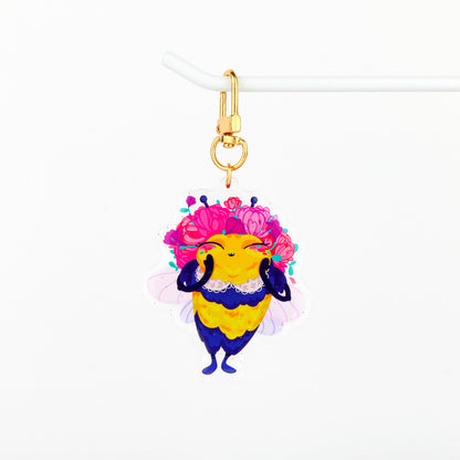 JULIESBUDDIES Porte-clés Abeille Fleurie en Acrylique
