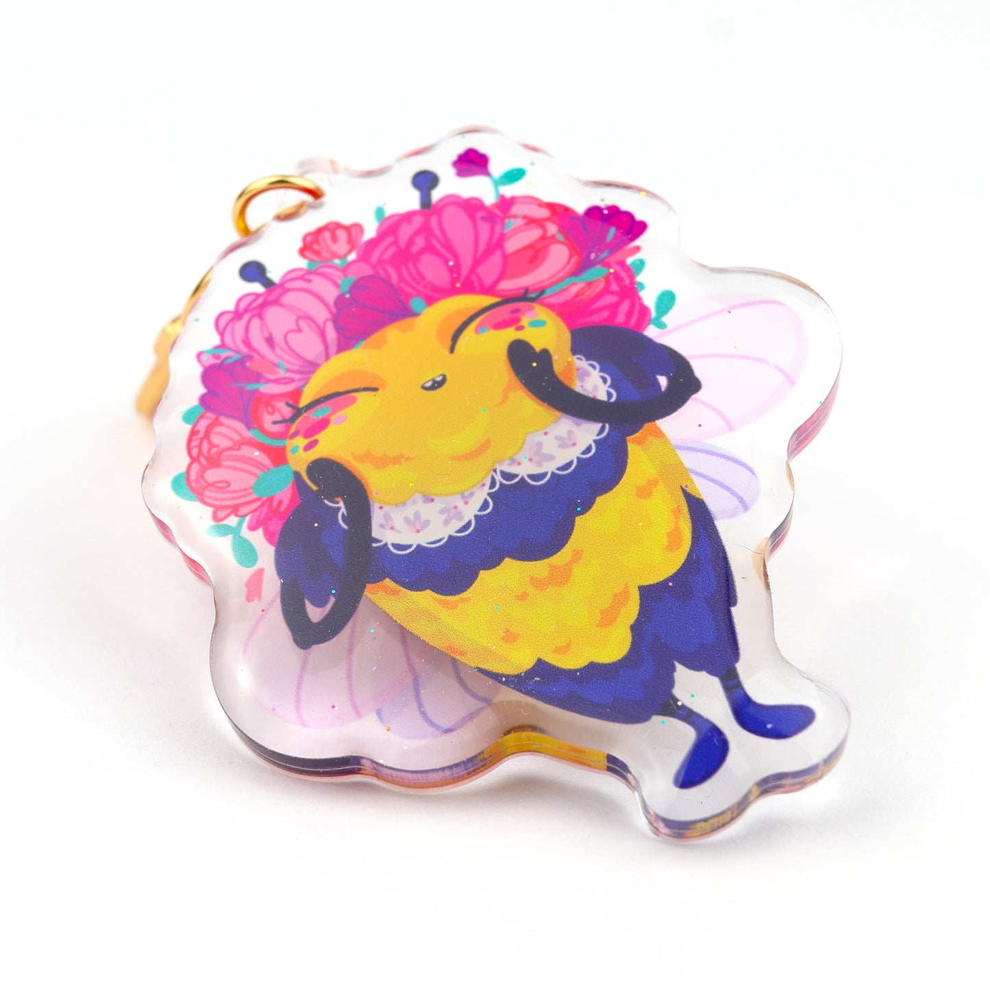 JULIESBUDDIES Porte-clés Abeille Fleurie en Acrylique