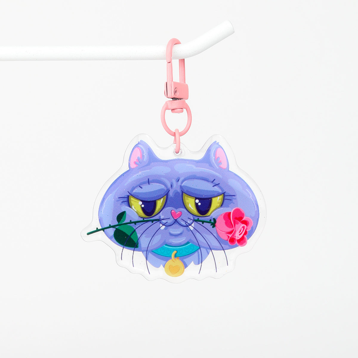 JULIESBUDDIES Grey Cat Acrylic Keychain