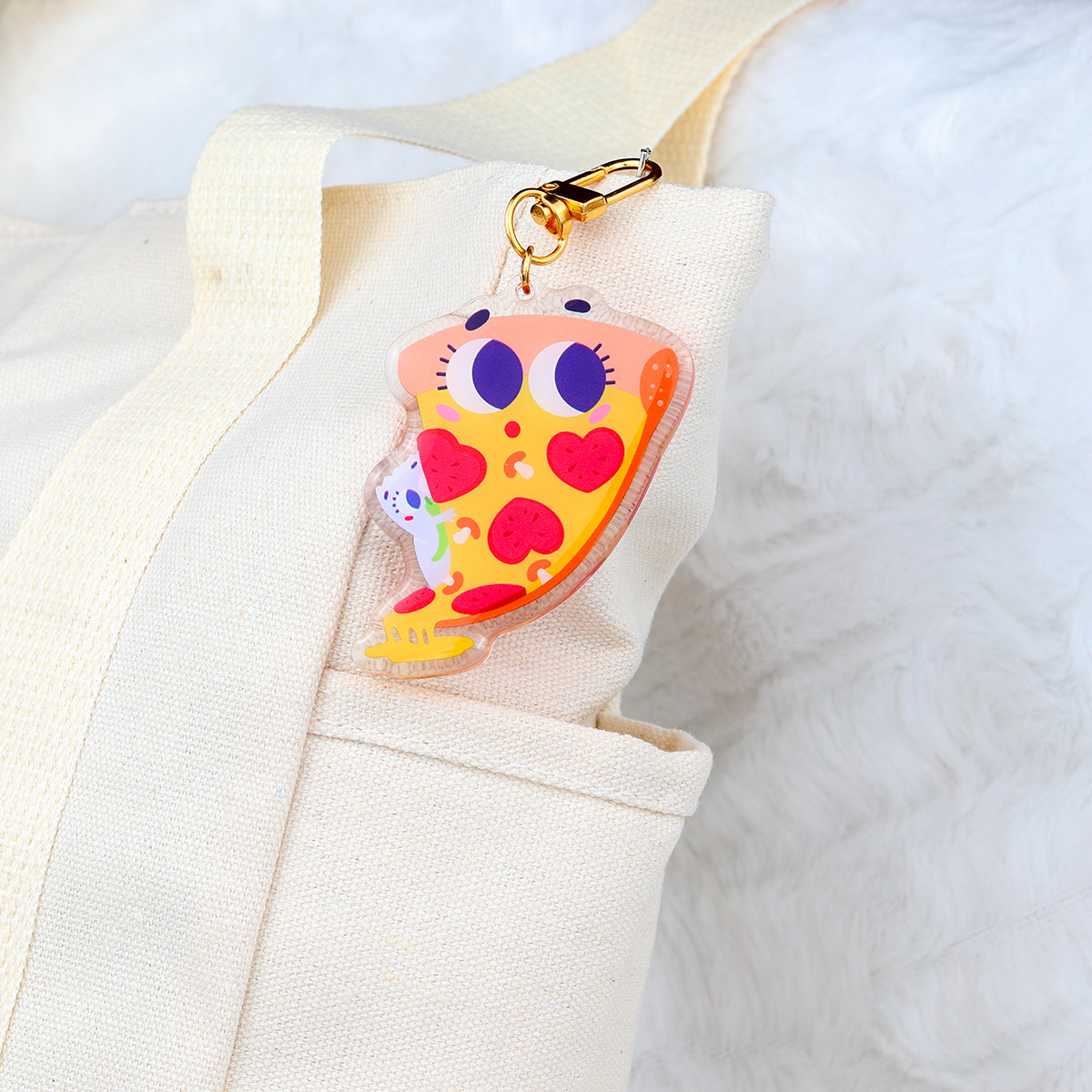 JULIESBUDDIES Porte-clés Pizza au fromage en Acrylique