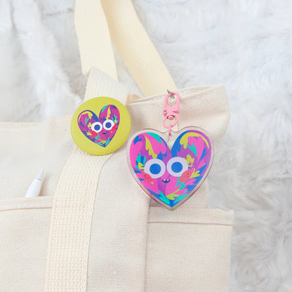 JULIESBUDDIES Glitter Heart Acrylic Keychain