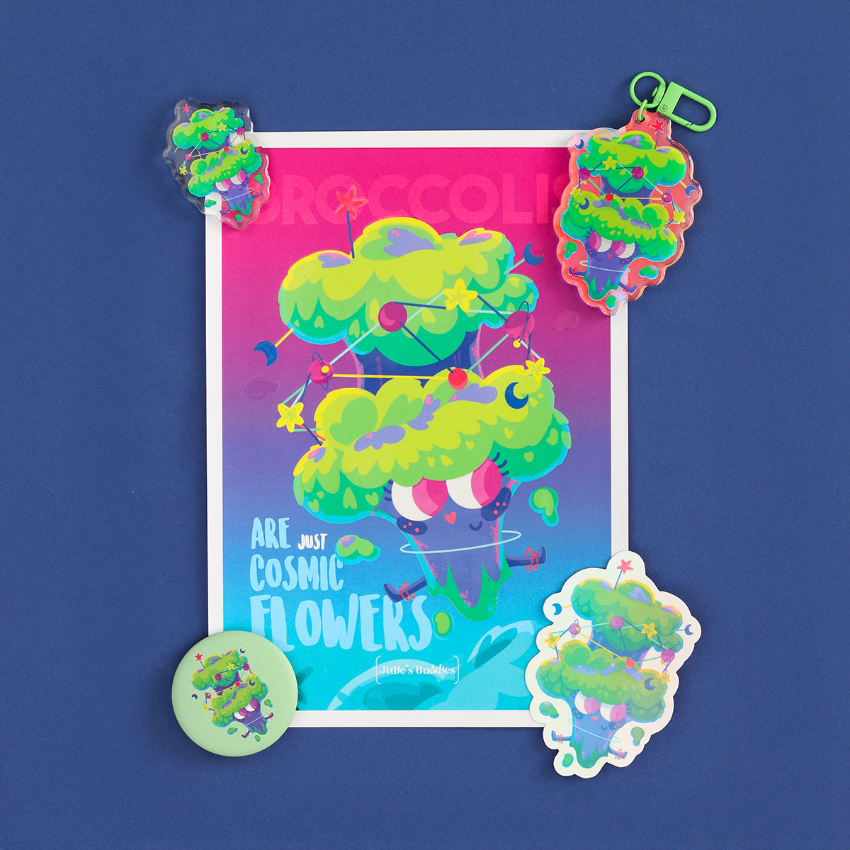 JULIESBUDDIES Porte-clés Brocoli Cosmique en Acrylique