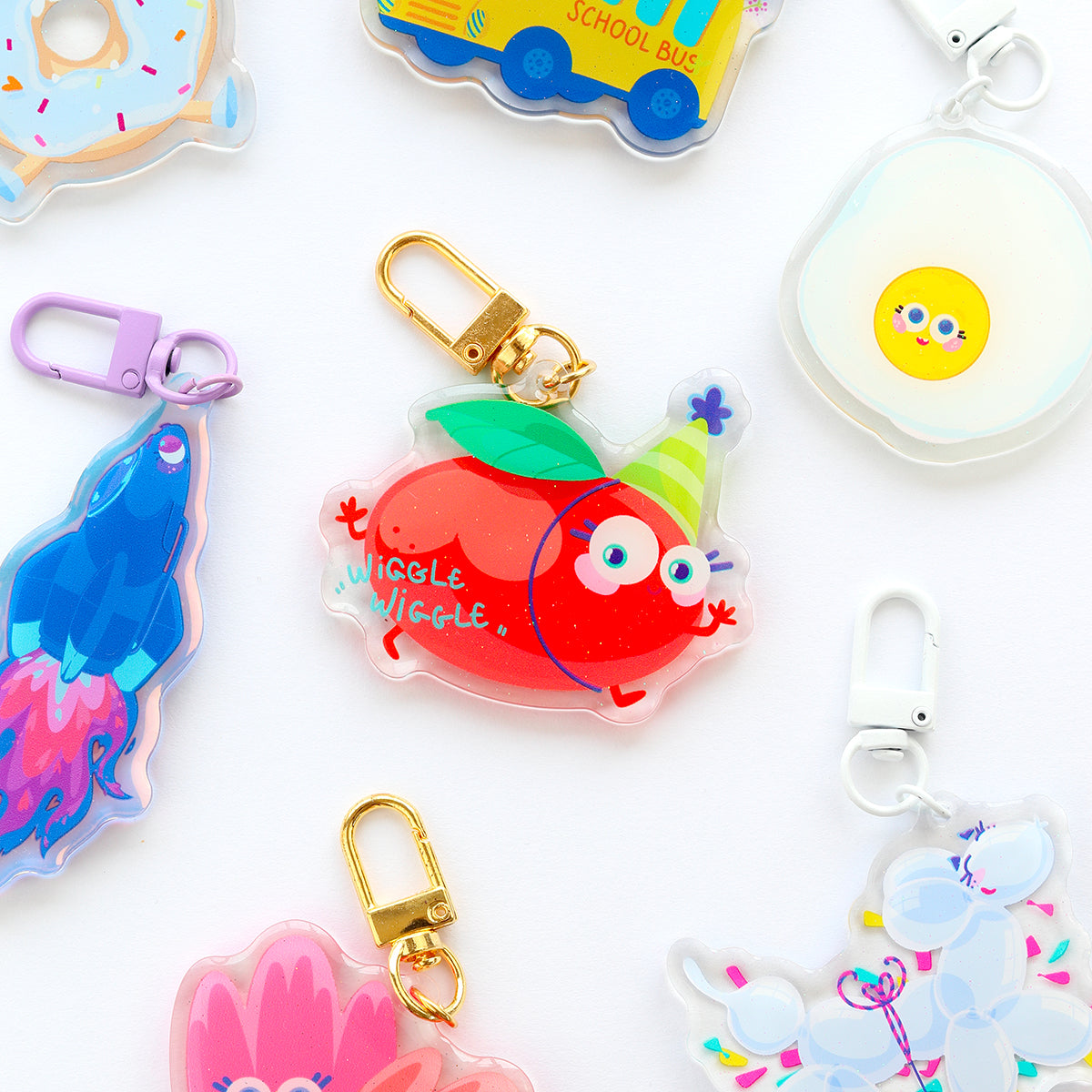 JULIESBUDDIES Dancing Peach Acrylic Keychain