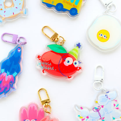 JULIESBUDDIES Dancing Peach Acrylic Keychain