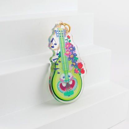 JULIESBUDDIES Floral Guitar Acrylic Keychain