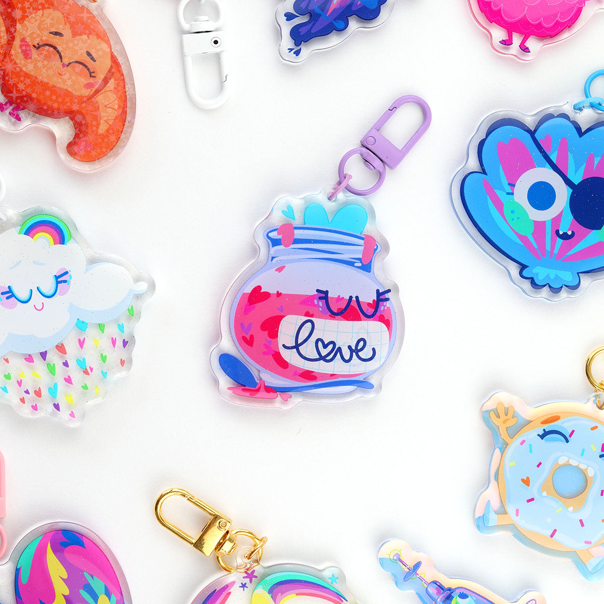 JULIESBUDDIES Love Jam Jar Acrylic Keychain