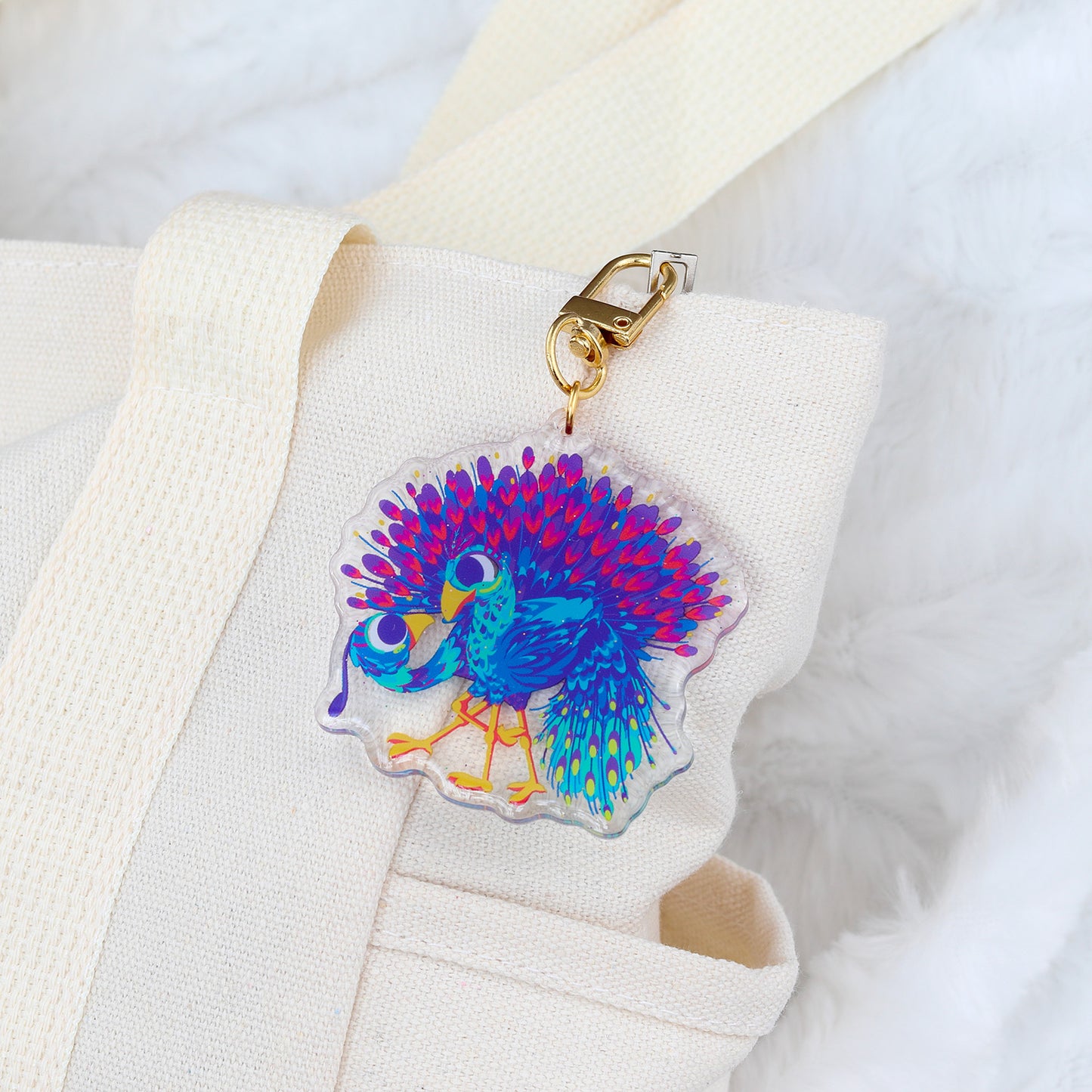 JULIESBUDDIES Porte-clés Paons amoureux en Acrylique