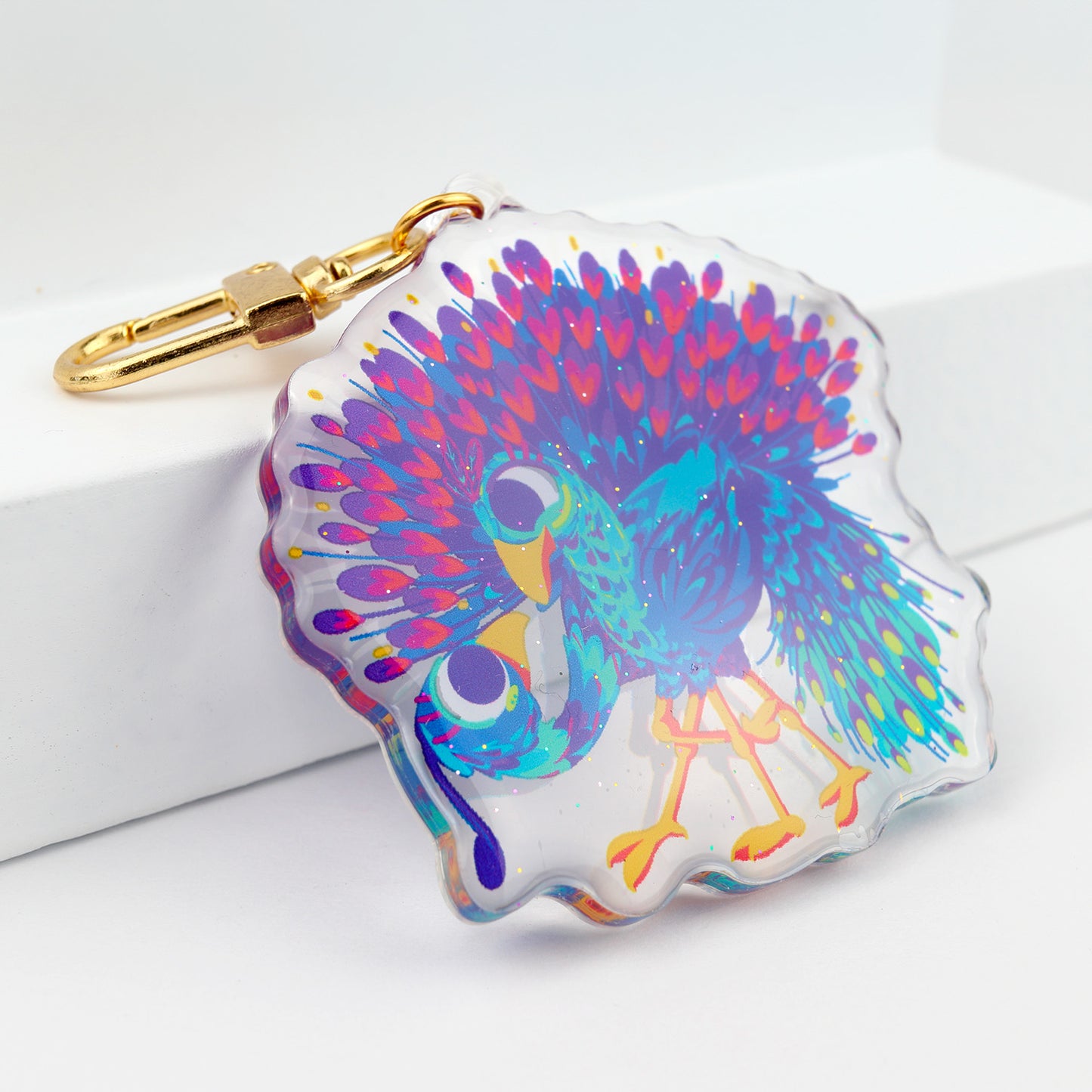 JULIESBUDDIES Porte-clés Paons amoureux en Acrylique