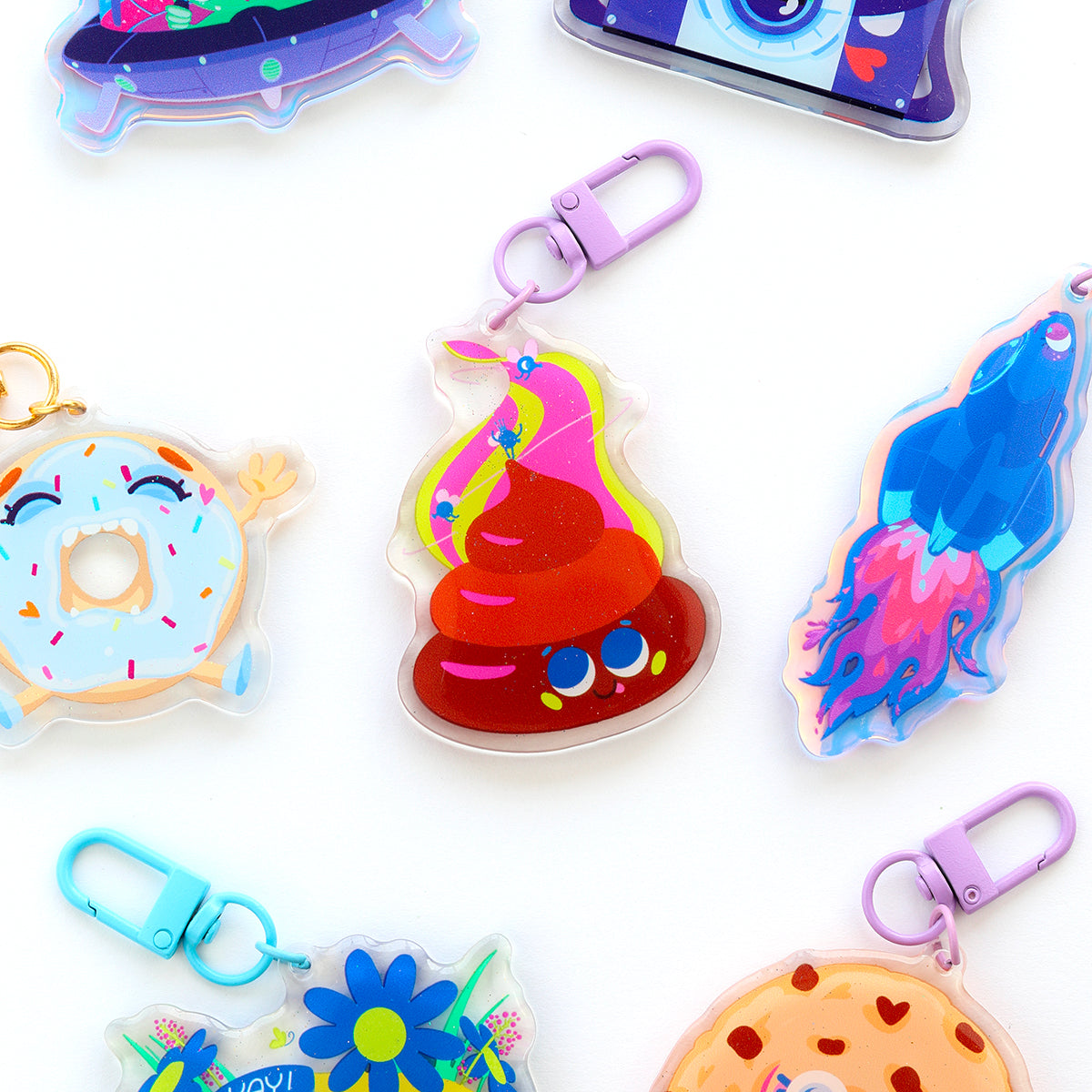 JULIESBUDDIES Happy Poop Acrylic Keychain