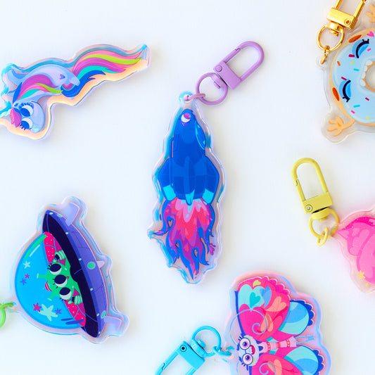 JULIESBUDDIES Space Rocket Acrylic Keychain
