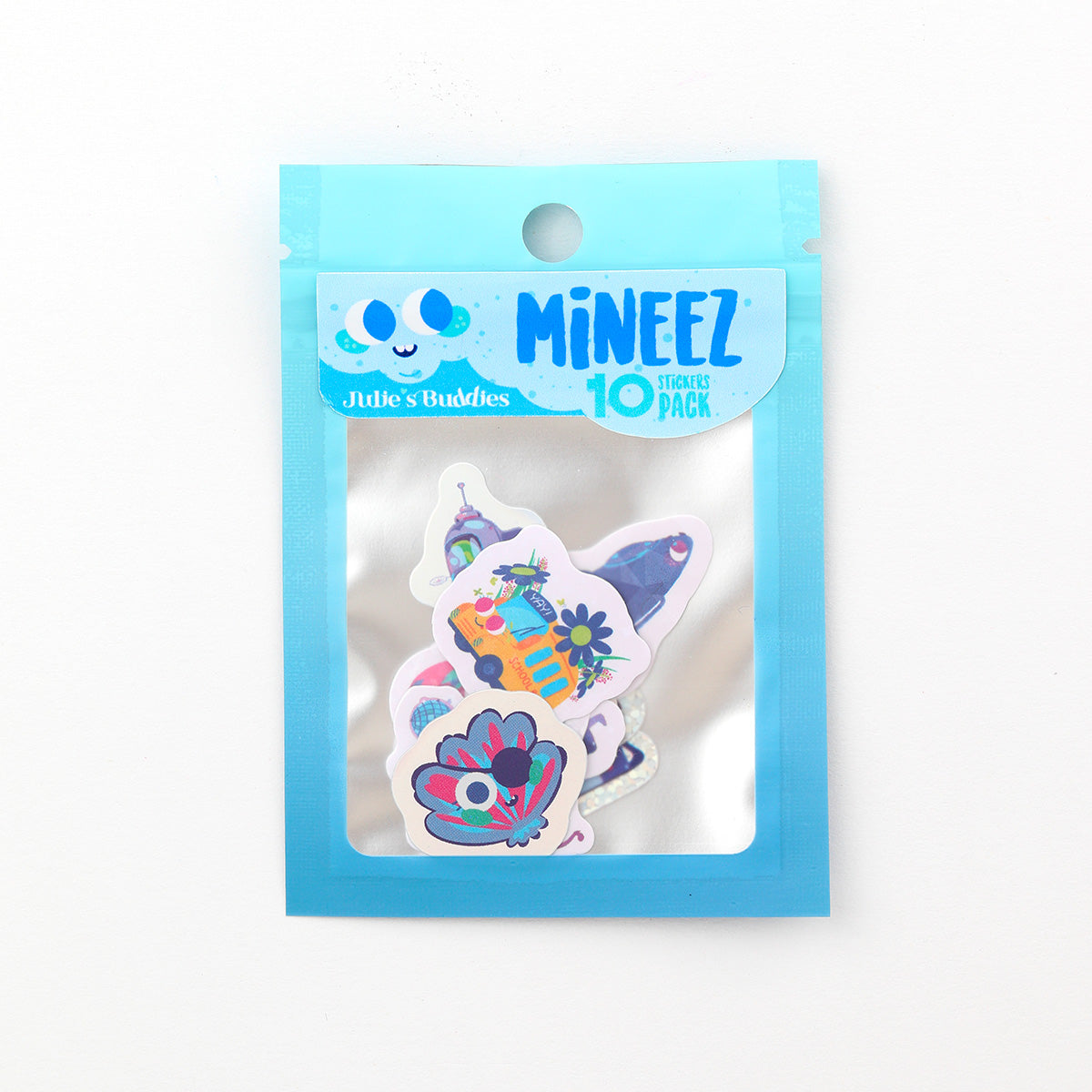 JULIESBUDDIES Pack de 10 mini-autocollants - Version bleue MINEEZ