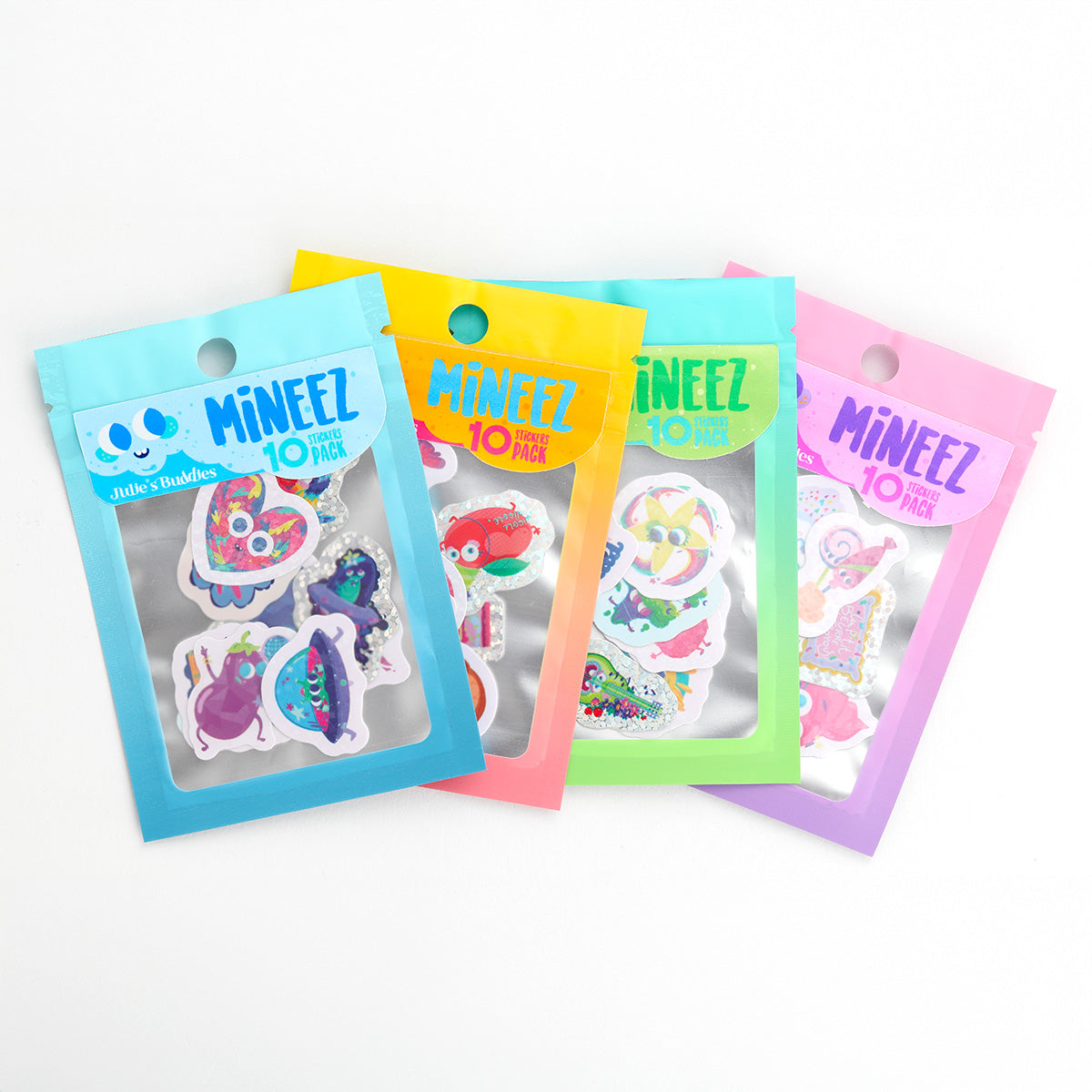 JULIESBUDDIES Pack de 10 mini-autocollants - Version rouge MINEEZ