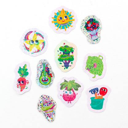 JULIESBUDDIES Pack de 10 mini-autocollants - Version verte MINEEZ