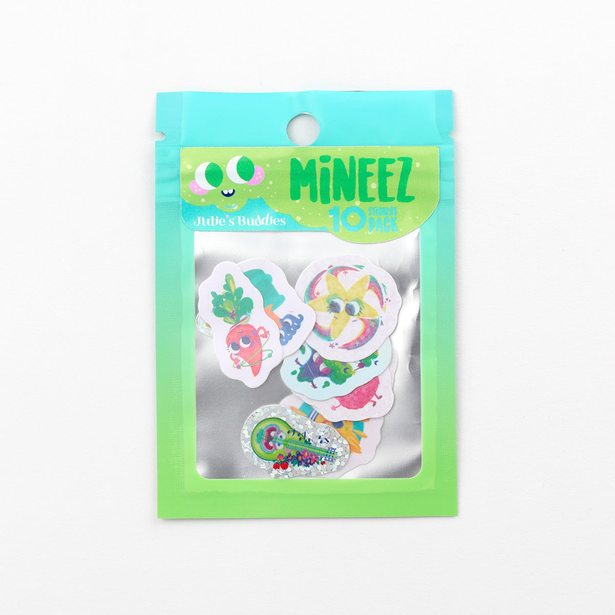 JULIESBUDDIES Pack de 10 mini-autocollants - Version verte MINEEZ