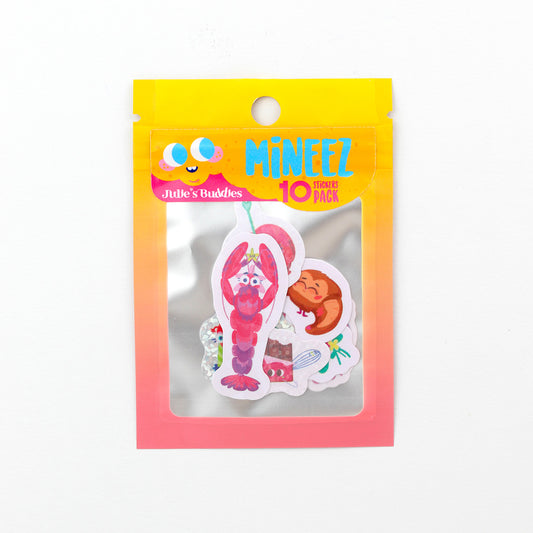 JULIESBUDDIES Pack de 10 mini-autocollants - Version rouge MINEEZ