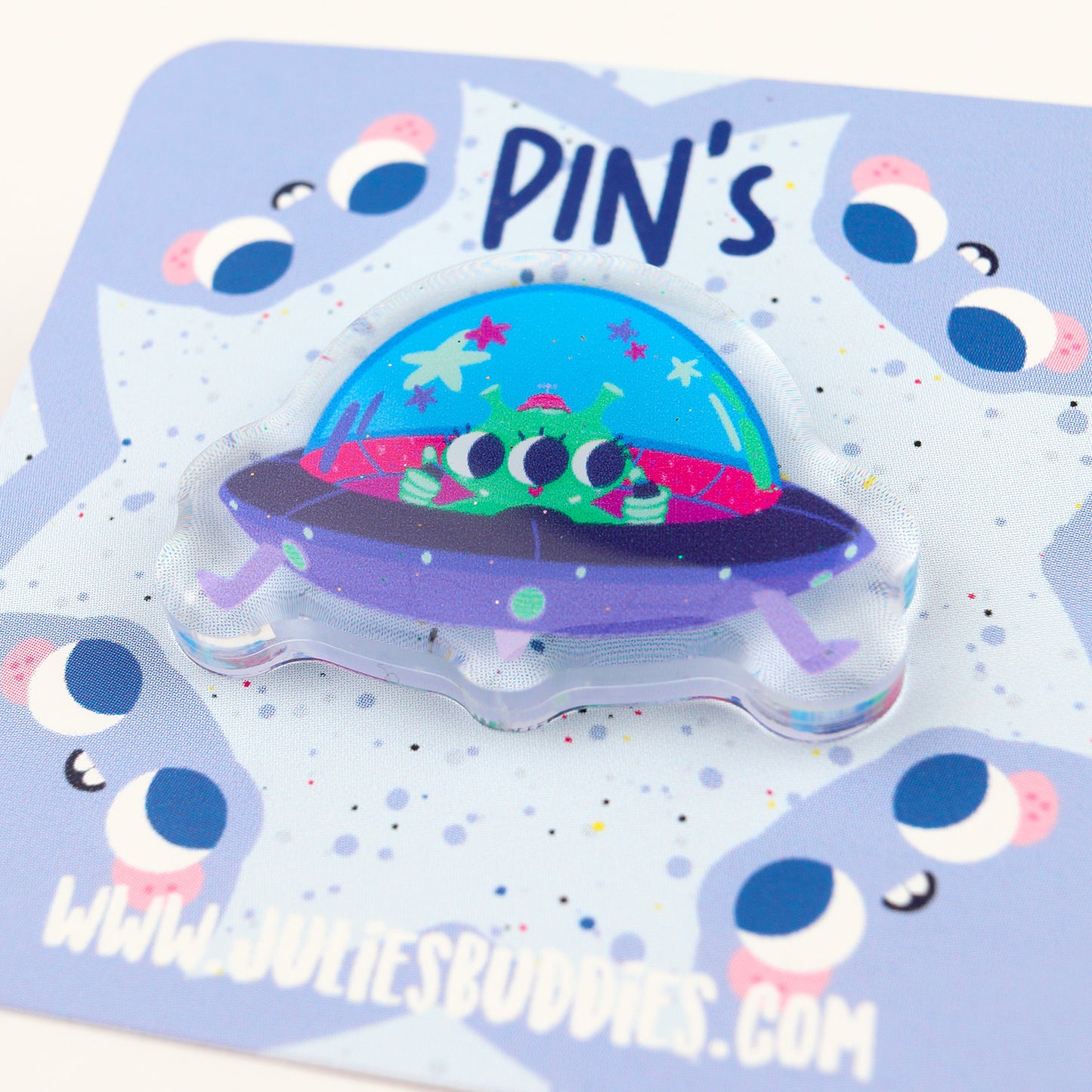 JULIESBUDDIES Pins Extra-terrestre en soucoupe volante en Acrylique
