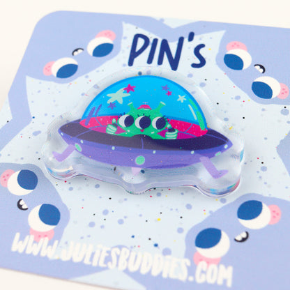 JULIESBUDDIES Pins Extra-terrestre en soucoupe volante en Acrylique
