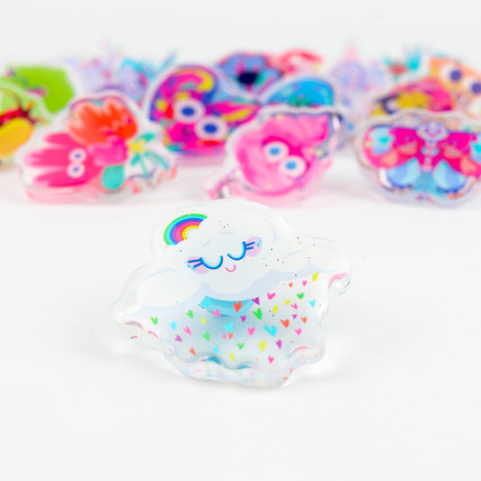 JULIESBUDDIES Pins Nuage arc-en-ciel en Acrylique