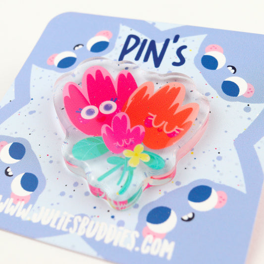 JULIESBUDDIES Pins Fleurs câlines en Acrylique