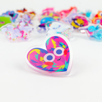 JULIESBUDDIES Pins Coeur Coloré en Acrylique