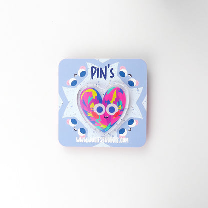 JULIESBUDDIES Pins Coeur Coloré en Acrylique