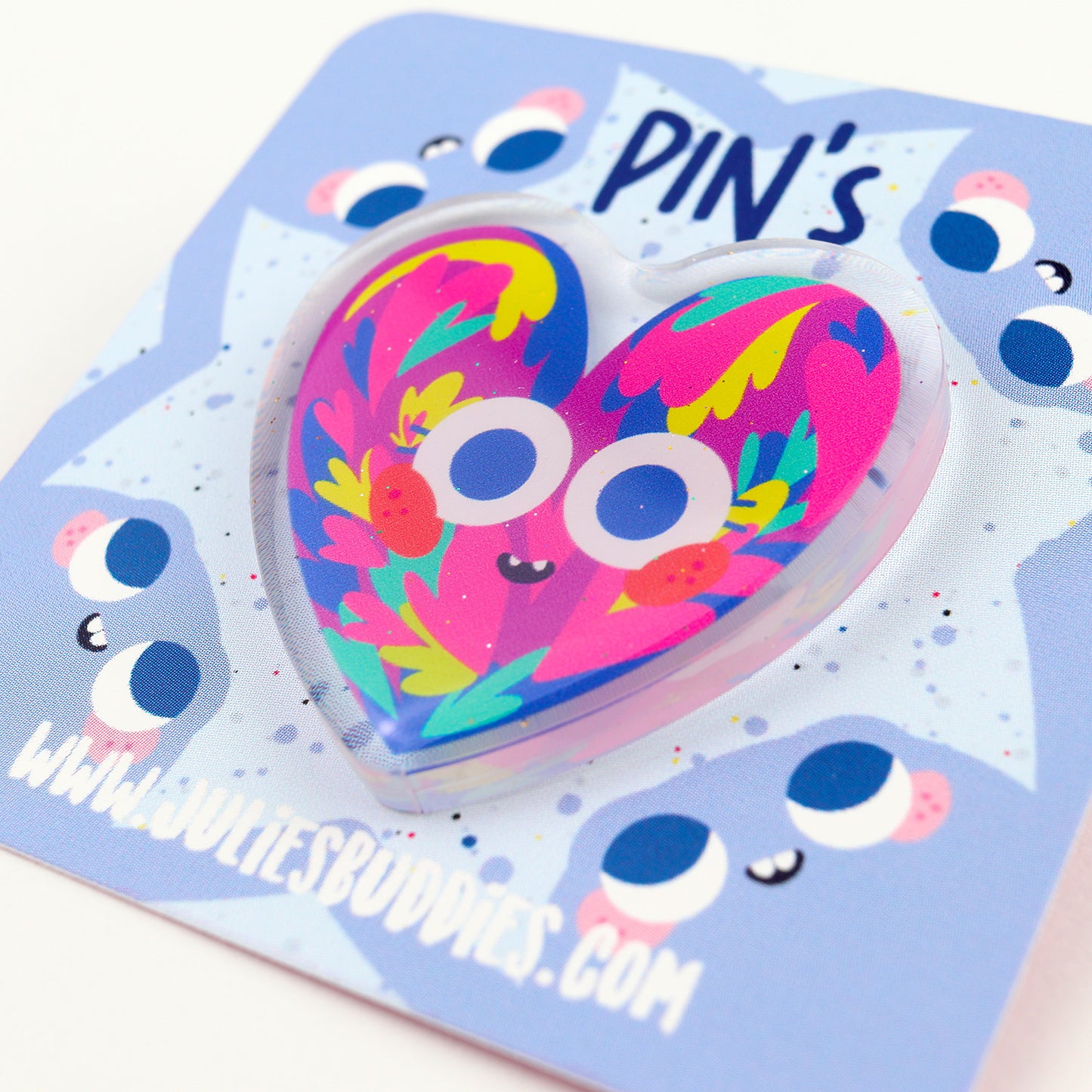 JULIESBUDDIES Pins Coeur Coloré en Acrylique