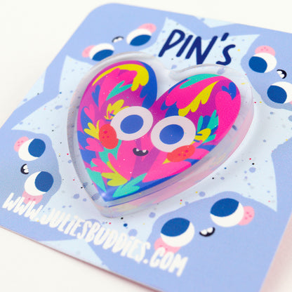 JULIESBUDDIES Pins Coeur Coloré en Acrylique