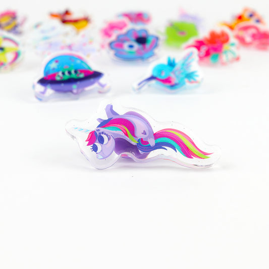 JULIESBUDDIES Rainbow Unicorn Acrylic Pin