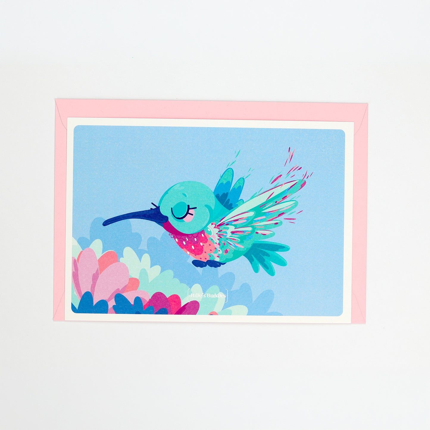 JULIESBUDDIES Postcard Whimsical Hummingbird