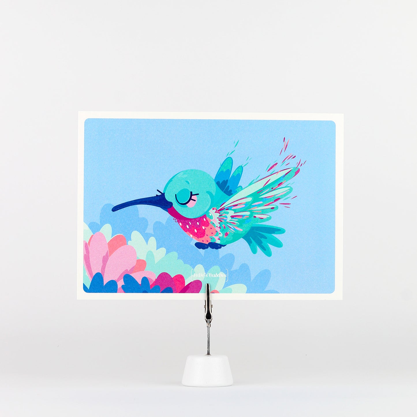 JULIESBUDDIES Postcard Whimsical Hummingbird