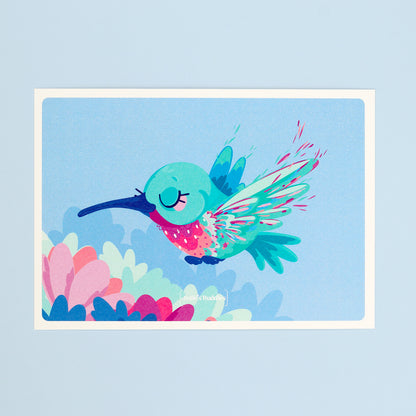 JULIESBUDDIES Postcard Whimsical Hummingbird